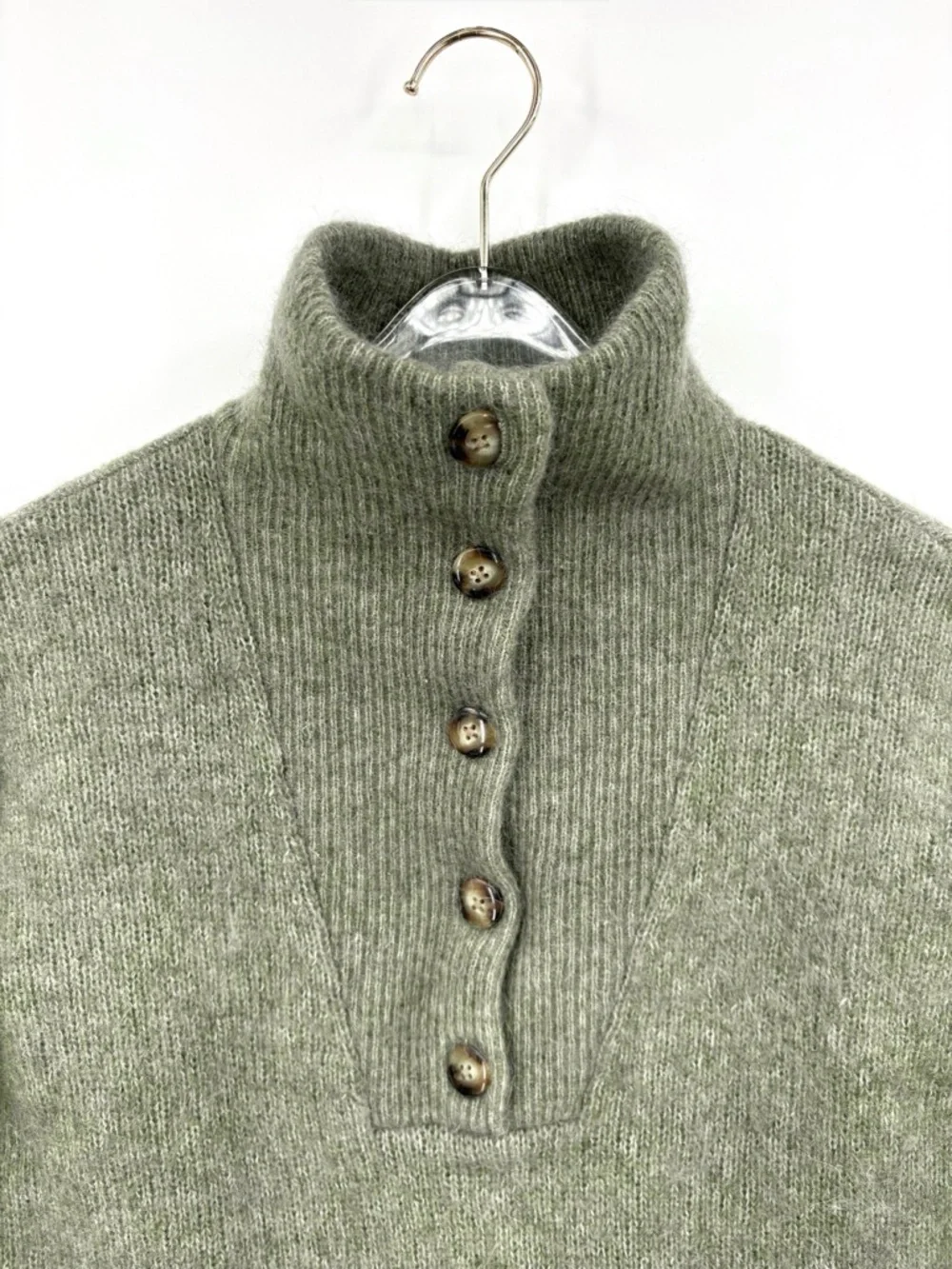 SÉZANE Mika Wool Mohair Sweater Jumper Olive Green XS - Picture 5 of 11